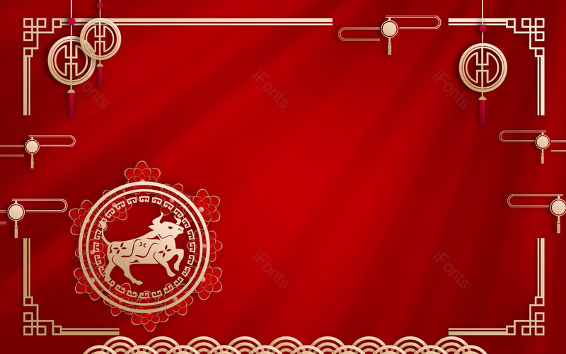 剪纸风2021牛年喜庆复古风背景,插画/手绘图,插画/手绘图库,插画/手绘图下载,插画/手绘